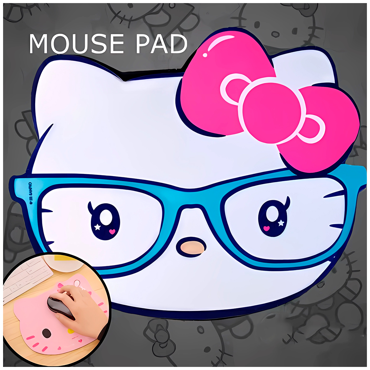 MOUSE PAD HELLO KITY CON LENTES - 1