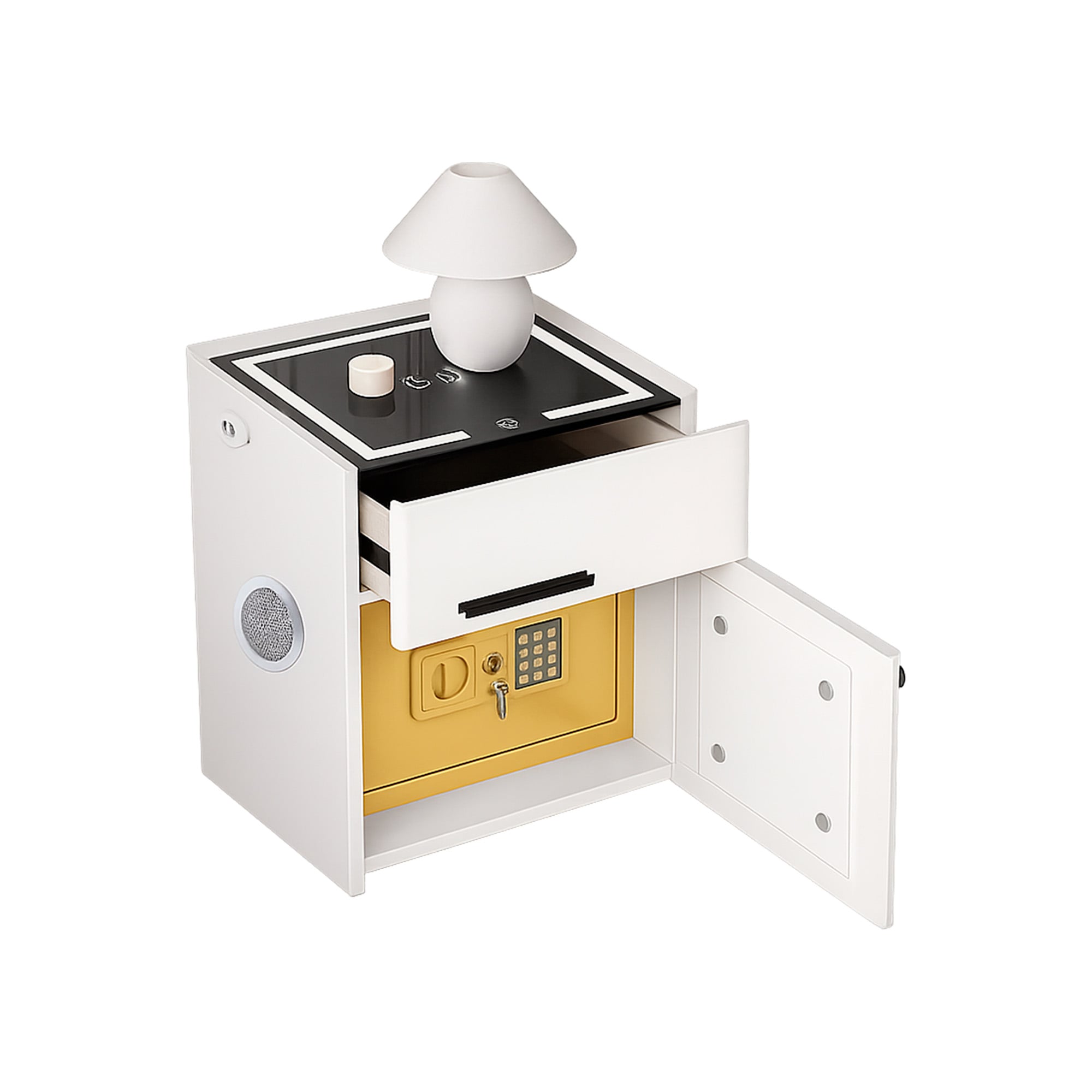MESA DE NOCHE SMART CON CAJA DIGITAL Y PARLANTE BLUETOOTH - 1