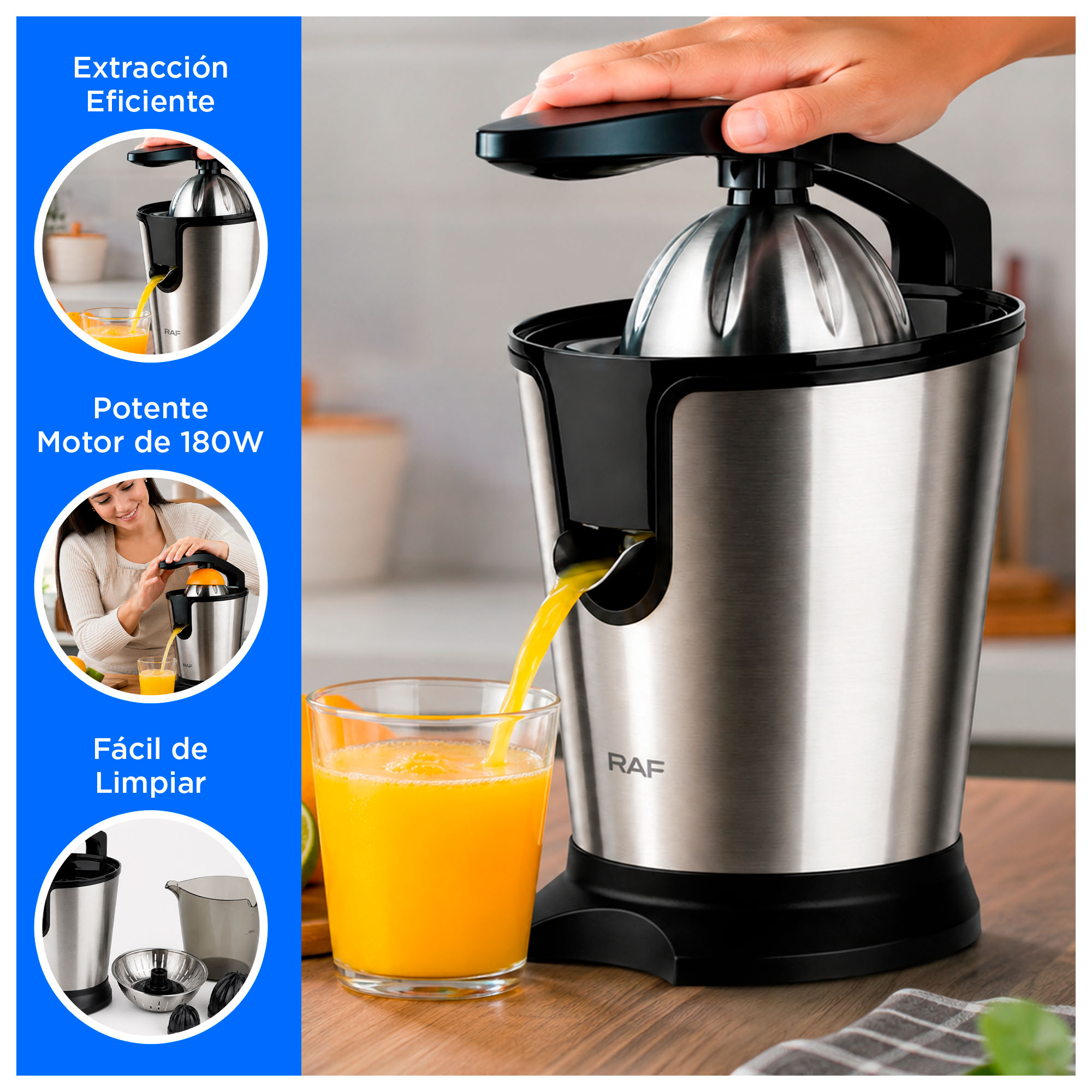 EXPRIMIDOR DE JUGOS ELÉCTRICO RAF R.623B 400ML MULTIFUNCIONAL 180W - 2
