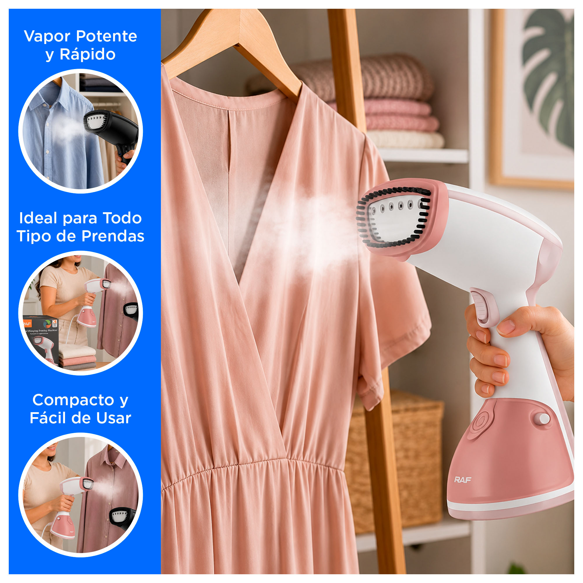 VAPORIZADOR PORTÁTIL PARA ROPA 1370W CON VAPOR CONTINUO Y TANQUE DE 300ML - 2