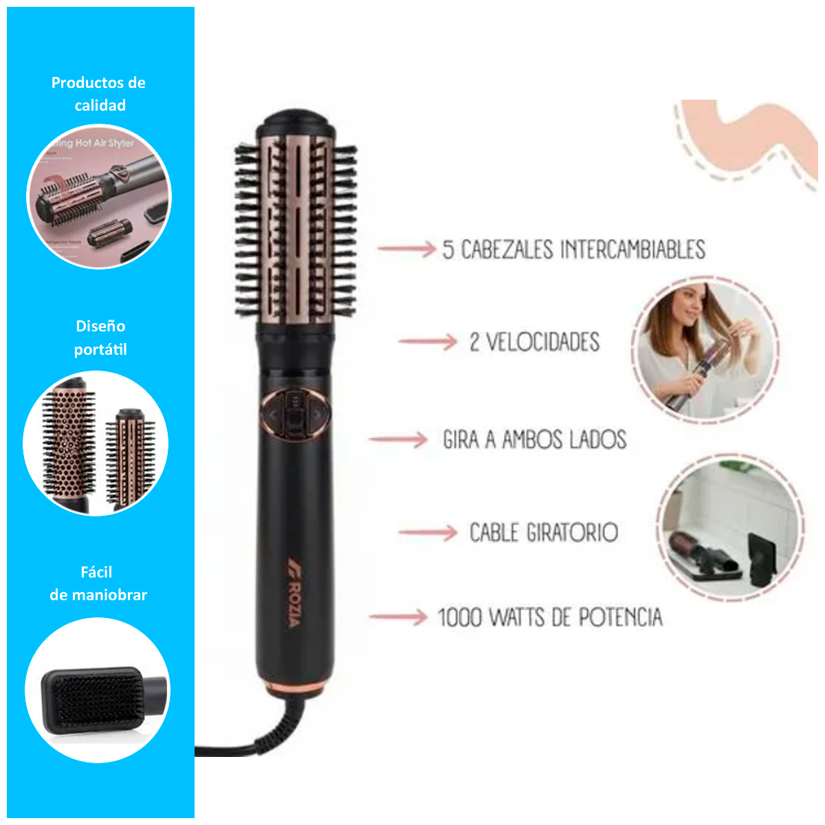 CEPILLO ROTATING HOT AIR STYLER ROZIA 5 EN 1 - 2