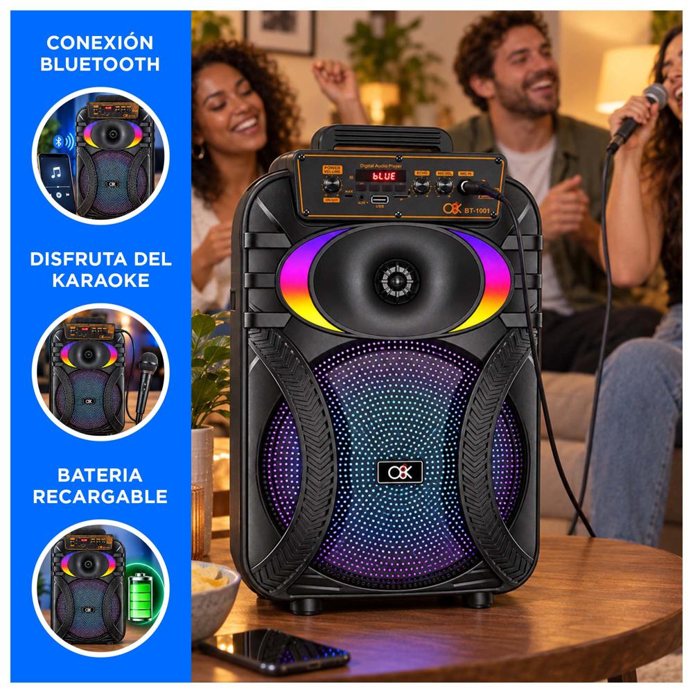 PARLANTE PORTÁTIL DE 10 PULGADAS BLUETOOTH RECARGABLE CON KARAOKE - 2