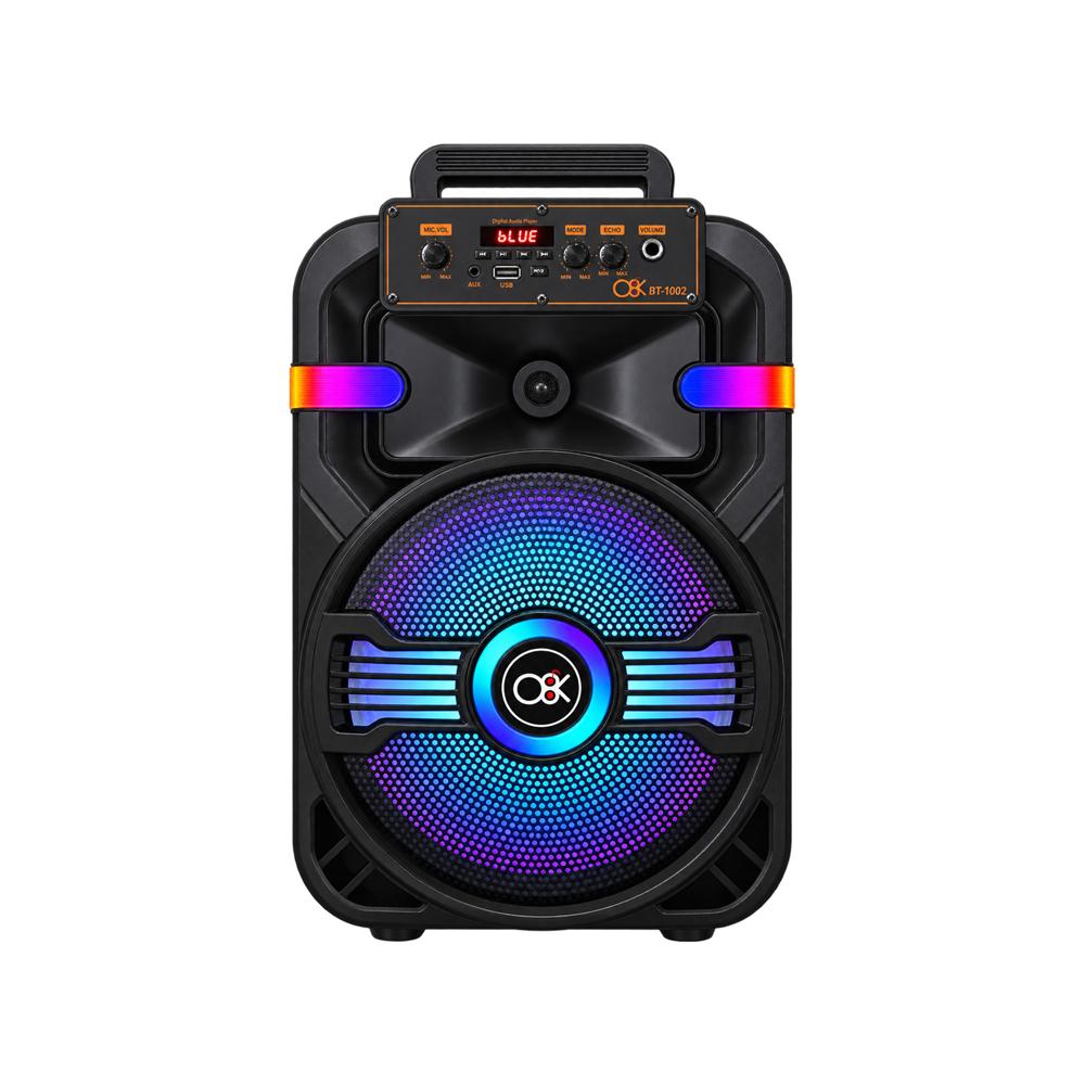 PARLANTE PORTÁTIL KARAOKE BLUETOOTH DE 10 PULG CON MICRÓFONO, LUCES LED Y CONTROL REMOTO - 1