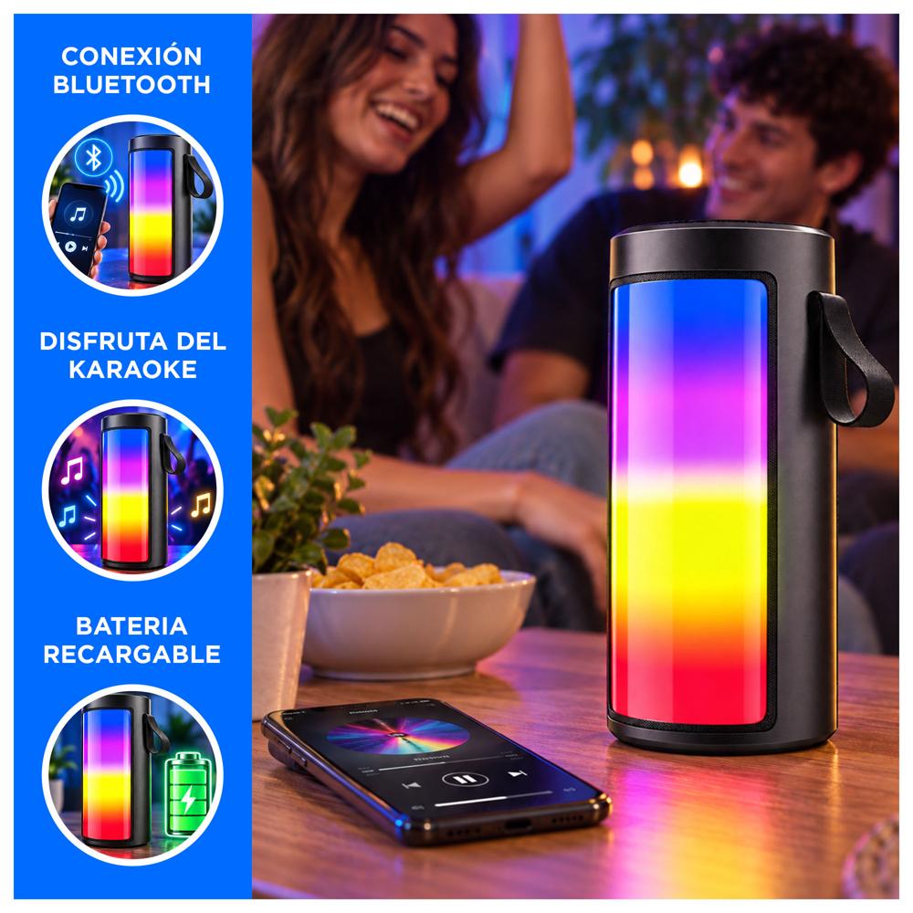 PARLANTE PORTÁTIL INALÁMBRICO 5W CON LUCES LED, RADIO FM Y TWS - 2