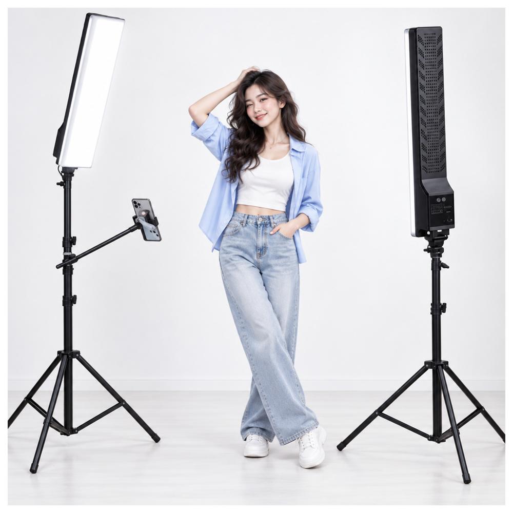 KIT DE ILUMINACIÓN LED PROFESIONAL CON TRÍPODE Y SOPORTE PARA CELULAR - 3