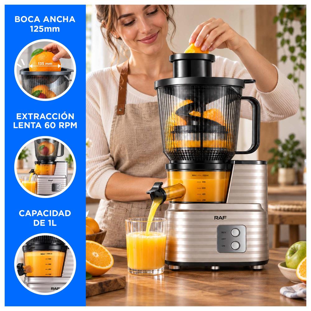 EXTRACTOR DE JUGOS DE PRENSADO LENTO 1L 250W CON BOCA ANCHA 135 MM - 2