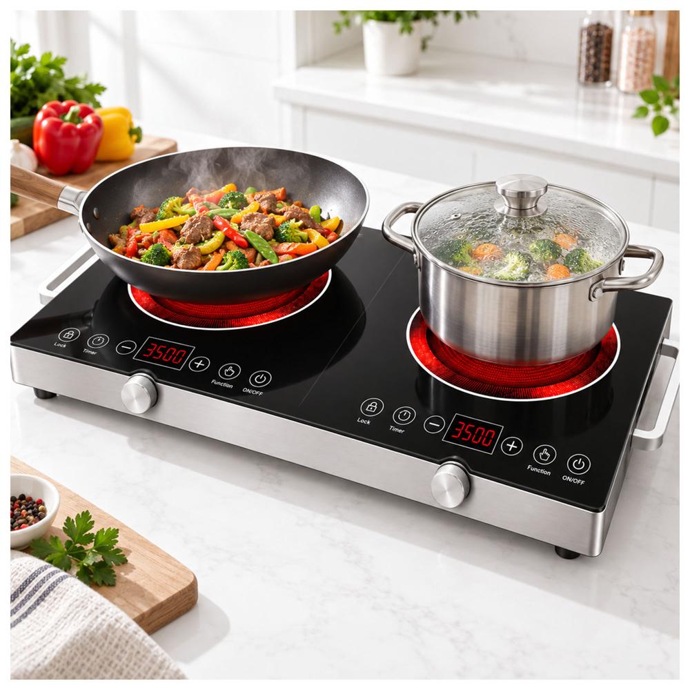 COCINA ELÉCTRICA INFRARROJA DOBLE HORNILLA 7000W CON CONTROL DIGITAL - 3