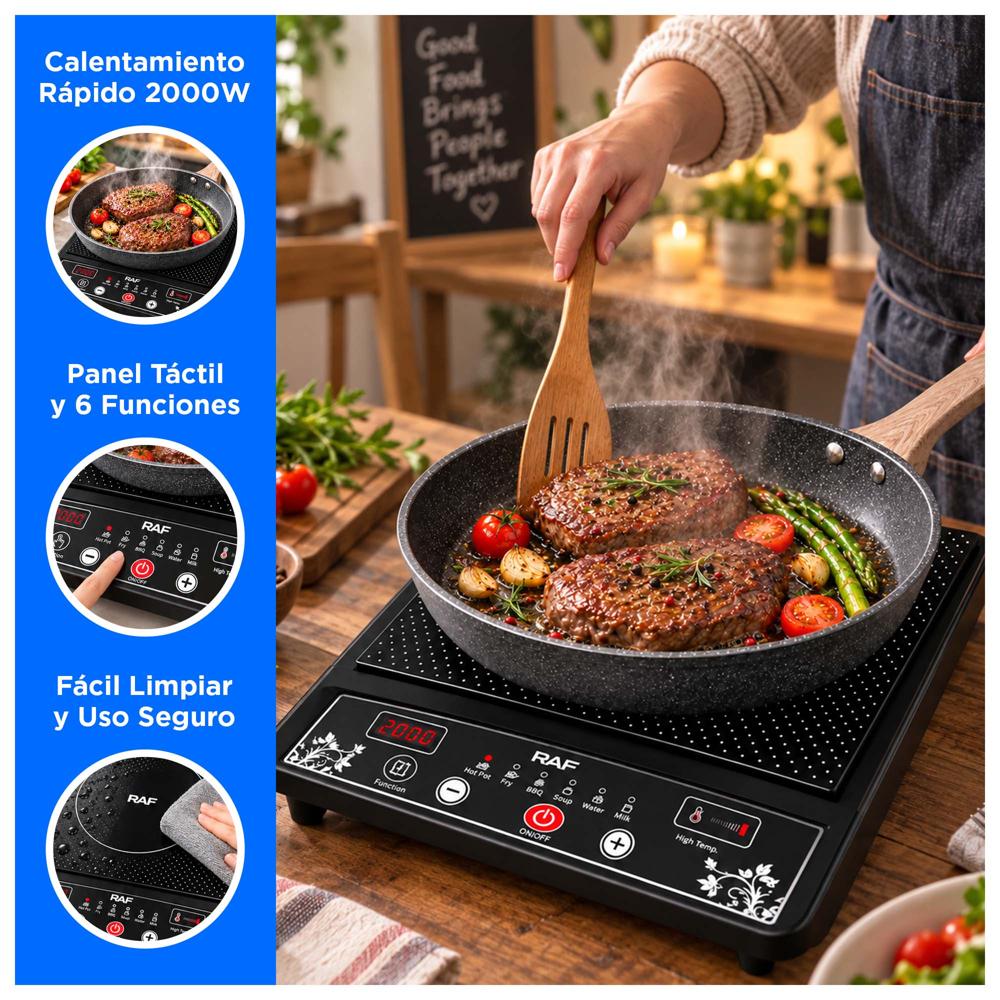 COCINA DE INDUCCIÓN PORTÁTIL 2000W CON SUPERFICIE CERÁMICA - 2