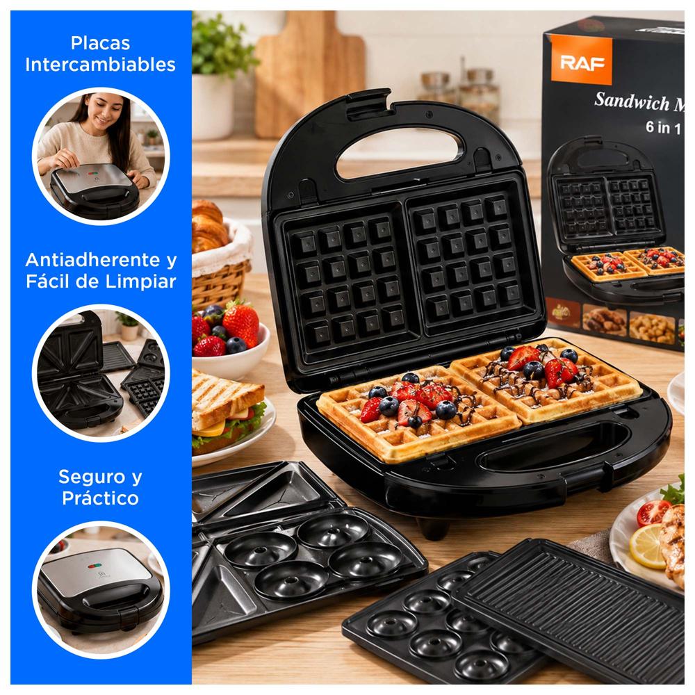 SANDWICHERA MULTIFUNCIONAL 6 EN 1 CON PLACAS INTERCAMBIABLES 850W - 2