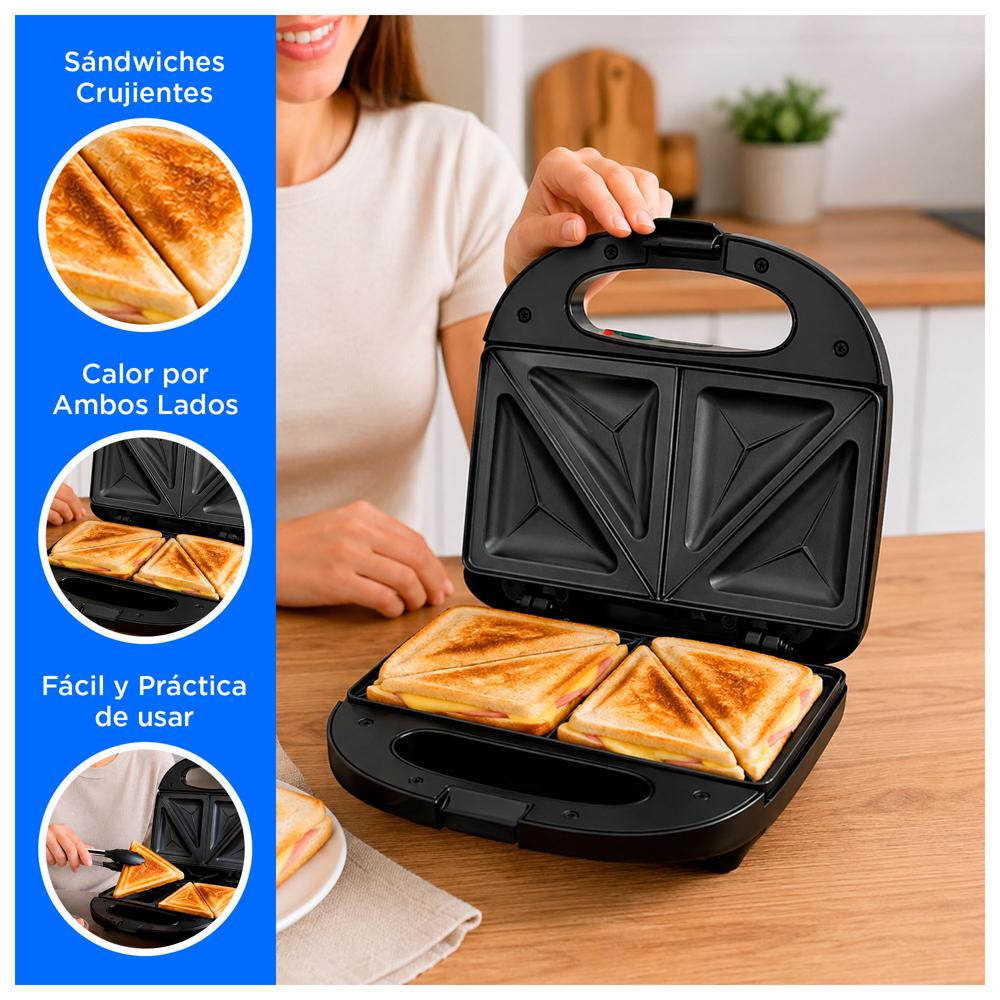 SANDWICHERA ELÉCTRICA DE 750W ANTIADHERENTE PARA 2 UNIDADES - 2