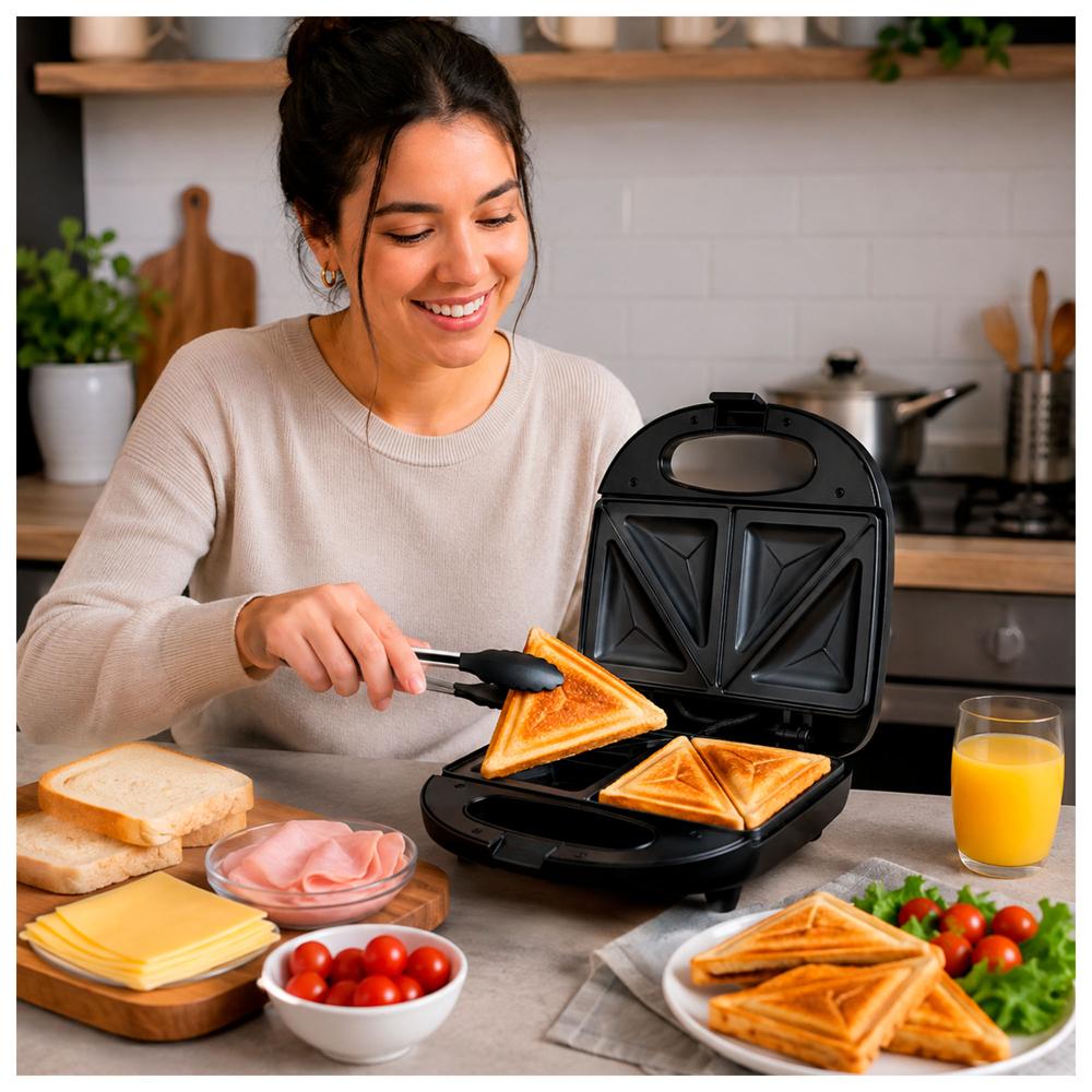 SANDWICHERA ELÉCTRICA DE 750W ANTIADHERENTE PARA 2 UNIDADES - 3