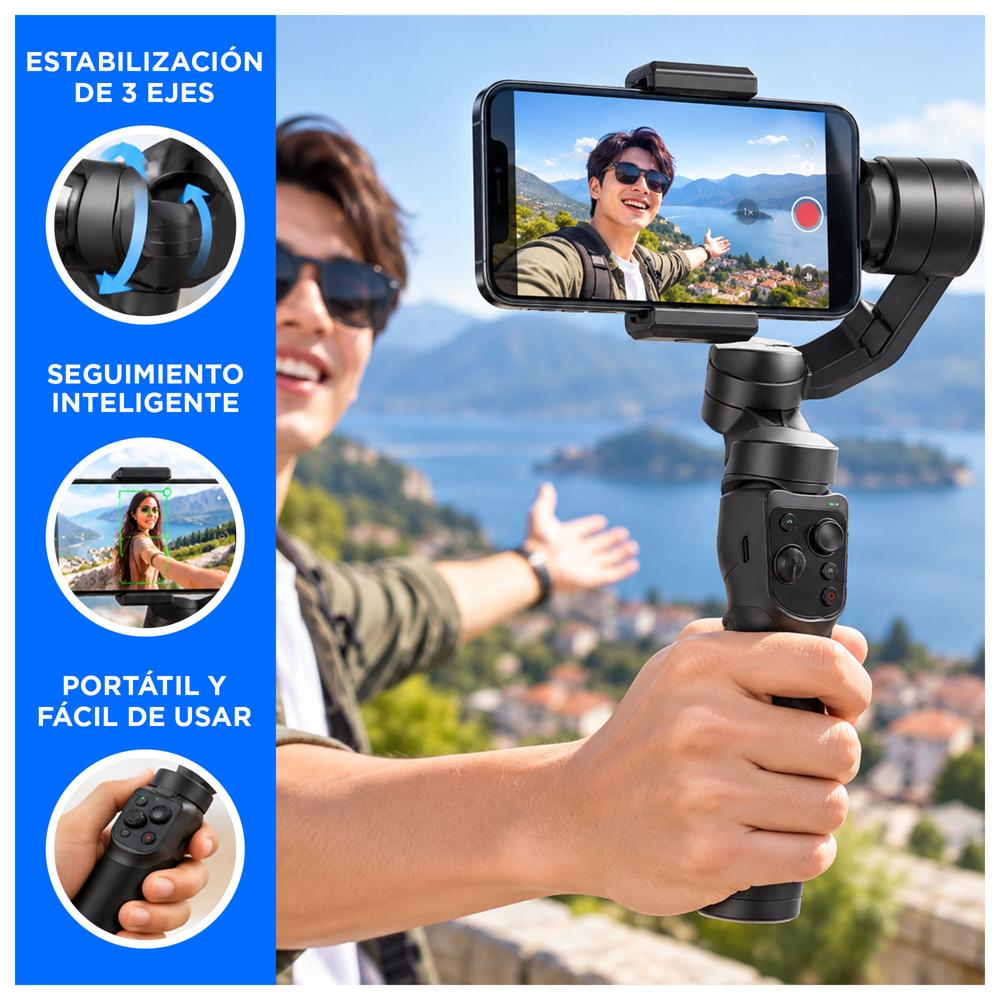 ESTABILIZADOR GIMBAL DE 3 EJES PARA CELULARES Y CÁMARAS DE ACCIÓN CON SEGUIMIENTO INTELIGENTE - 2