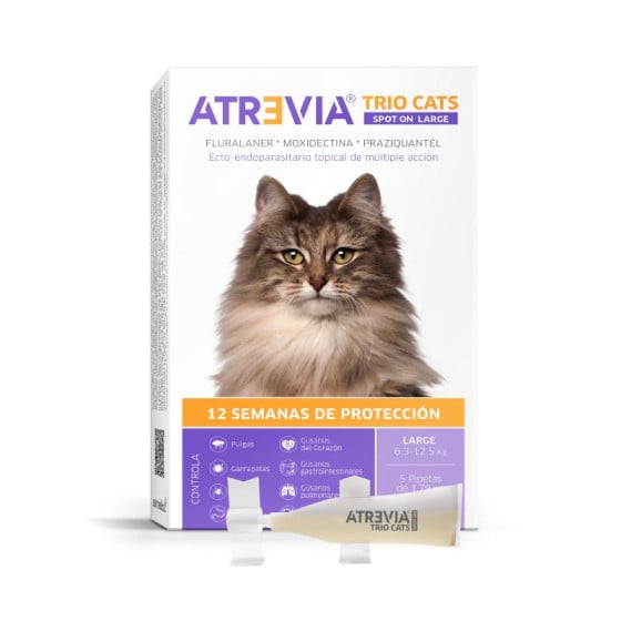 ANTIPULGAS GATO ATREVIA 6.3 - 12.5KG TRIO SPOT ON LARGE X 5 PIPETA - 1