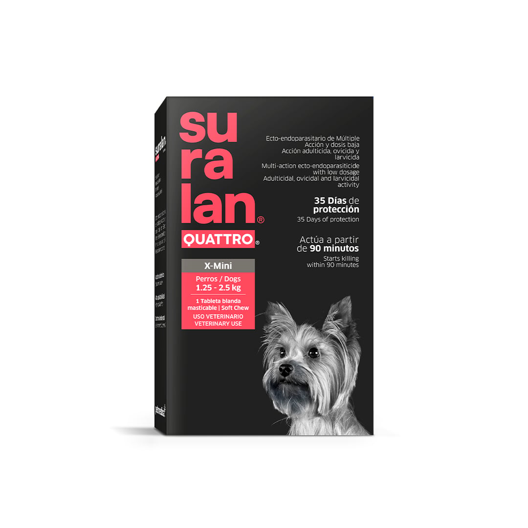 ANTIPULGAS Y ANTIPARASITARIO PARA PERROS SURALAN QUATTRO X-MINI (1.5-2.5KG) X 1 TAB - 1
