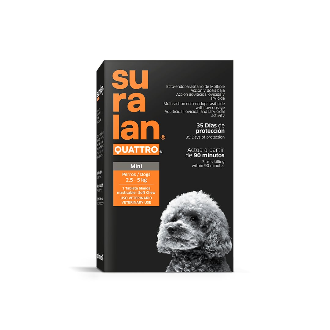 ANTIPULGAS Y ANTIPARASITARIO PARA PERROS SURALAN QUATTRO MINI (2.5-5KG) X 1 TAB - 1