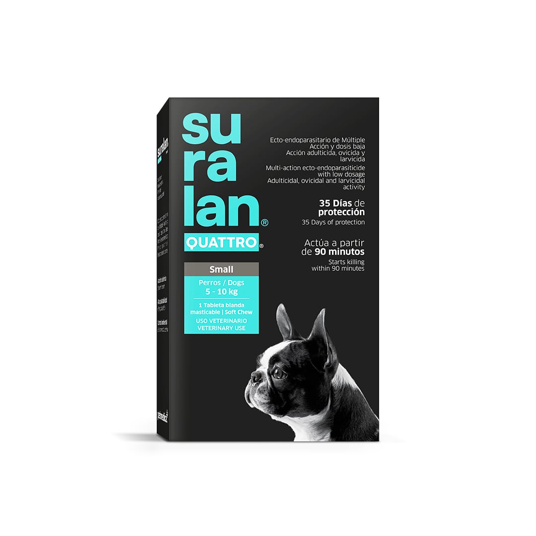 ANTIPULGAS Y ANTIPARASITARIO PARA PERROS SURALAN QUATTRO SMALL (5-10KG) X 1 TAB - 1