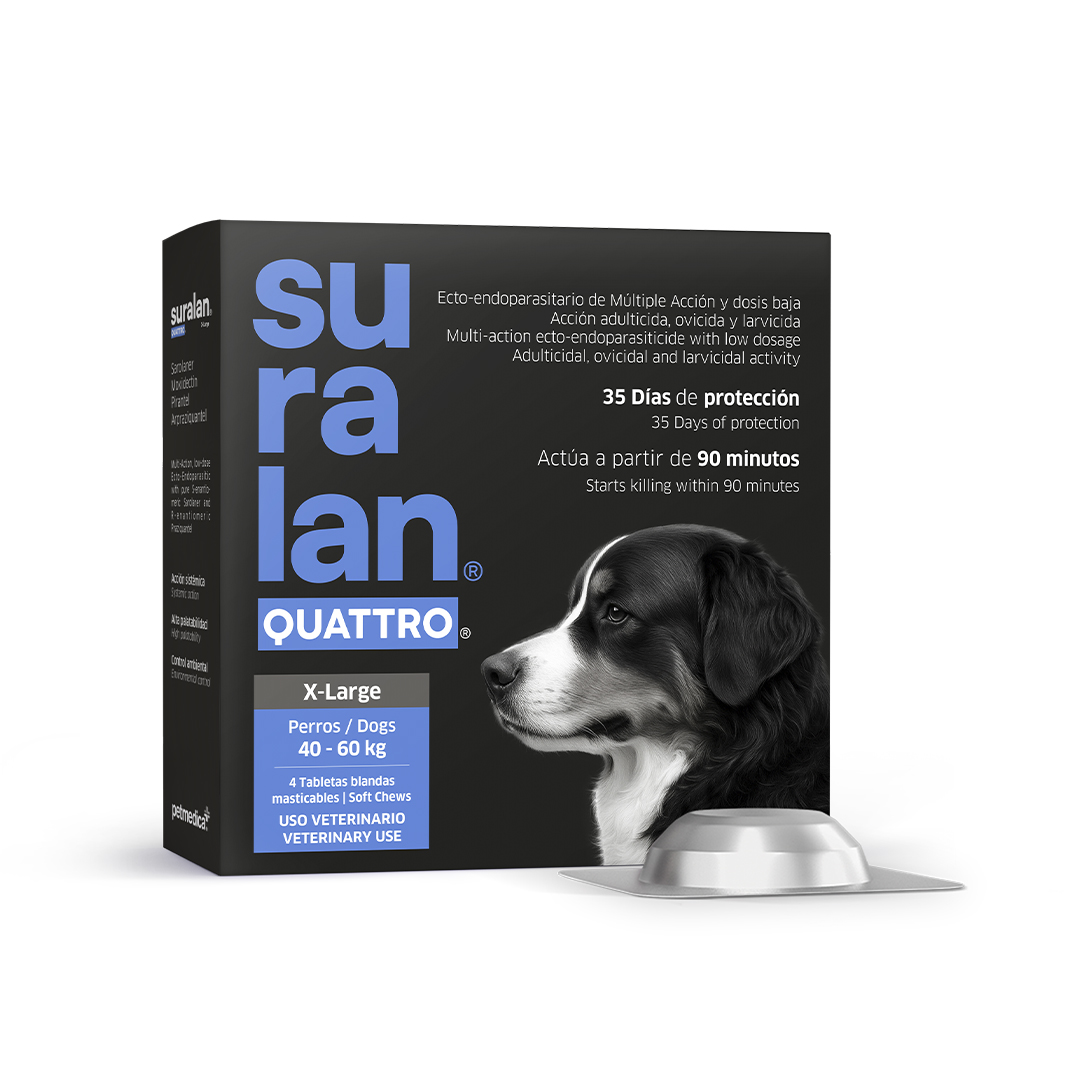 ANTIPULGAS Y ANTIPARASITARIO PARA PERROS SURALAN QUATTRO SMALL (5-10KG) X 4 TAB - 1