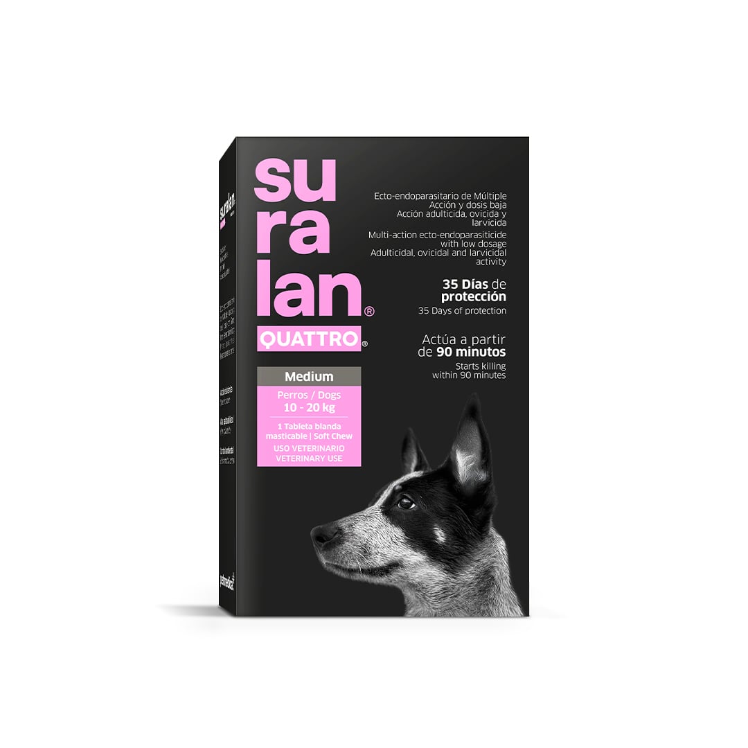 ANTIPULGAS Y ANTIPARASITARIO PARA PERROS SURALAN QUATTRO MEDIUM (10-20KG) X 1 TAB - 1