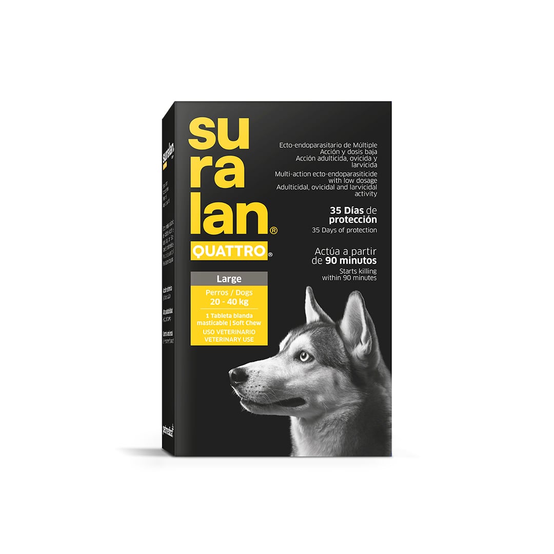 ANTIPULGAS Y ANTIPARASITARIO PARA PERROS SURALAN QUATTRO LARGE (20-40KG) X 1 TAB - 1