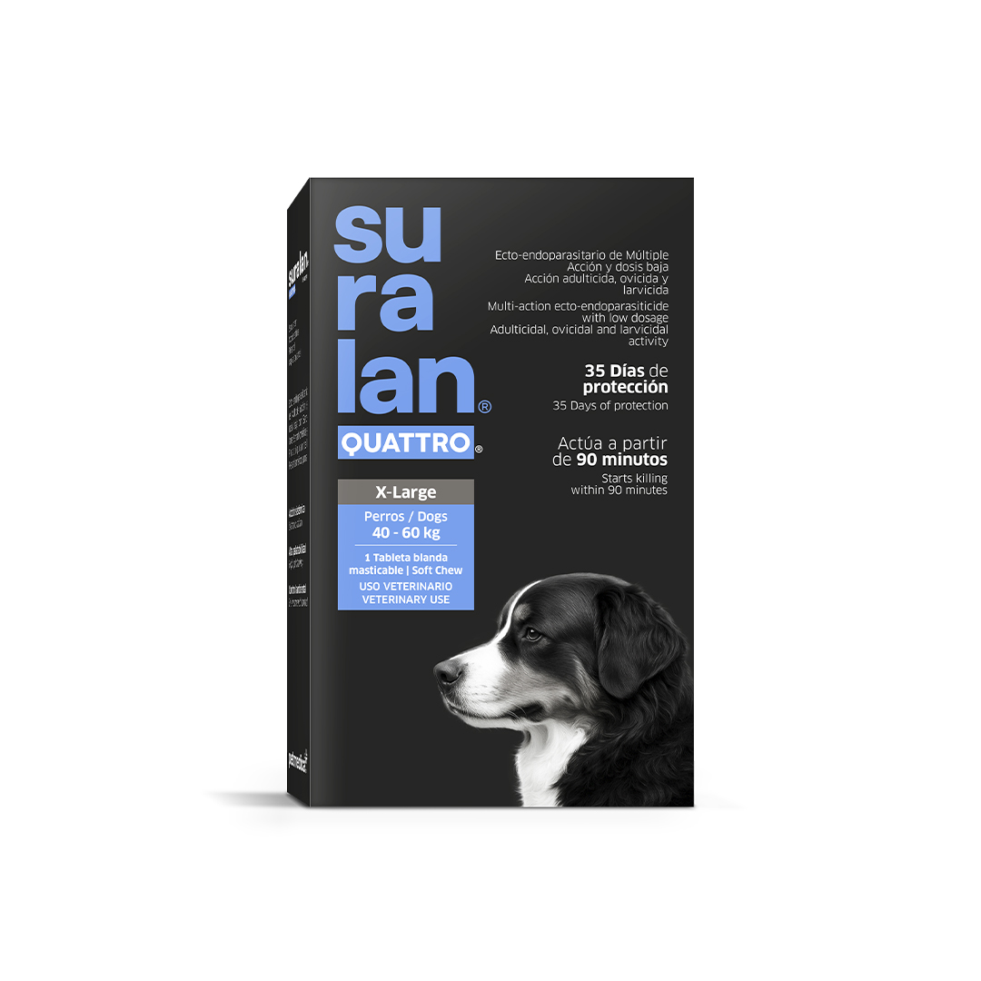 ANTIPULGAS Y ANTIPARASITARIO PARA PERROS SURALAN QUATTRO X-LARGE (40-60KG) X 1 TAB - 1