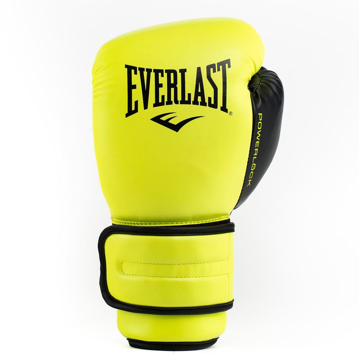 GUANTES BOXEO ECOCUERO EVERLAST P00002315 POWERLOCK 2 TR HOOK Y LOOP AM NEON NEGRO - 1