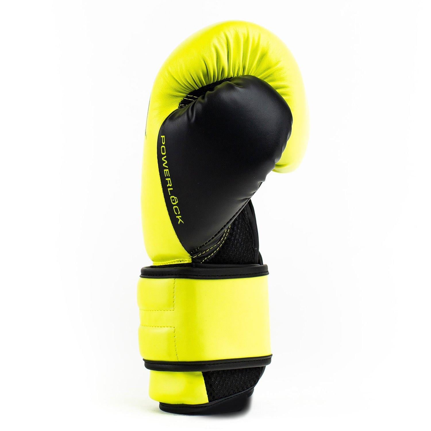 GUANTES BOXEO ECOCUERO EVERLAST P00002315 POWERLOCK 2 TR HOOK Y LOOP AM NEON NEGRO - 2