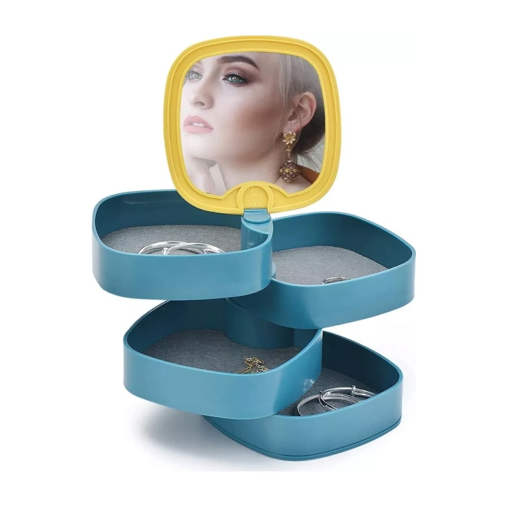 organizador de joyas giratorio 4 niveles con espejo - 1