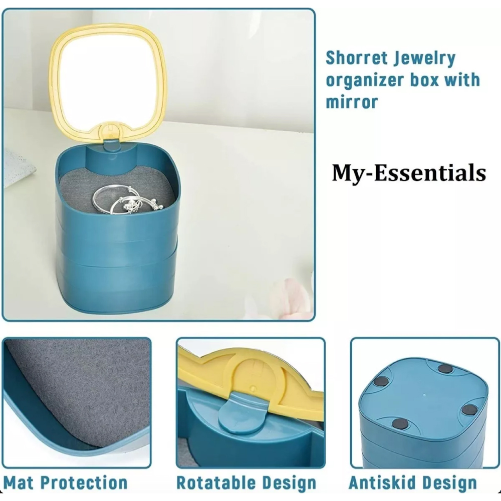 organizador de joyas giratorio 4 niveles con espejo - 2