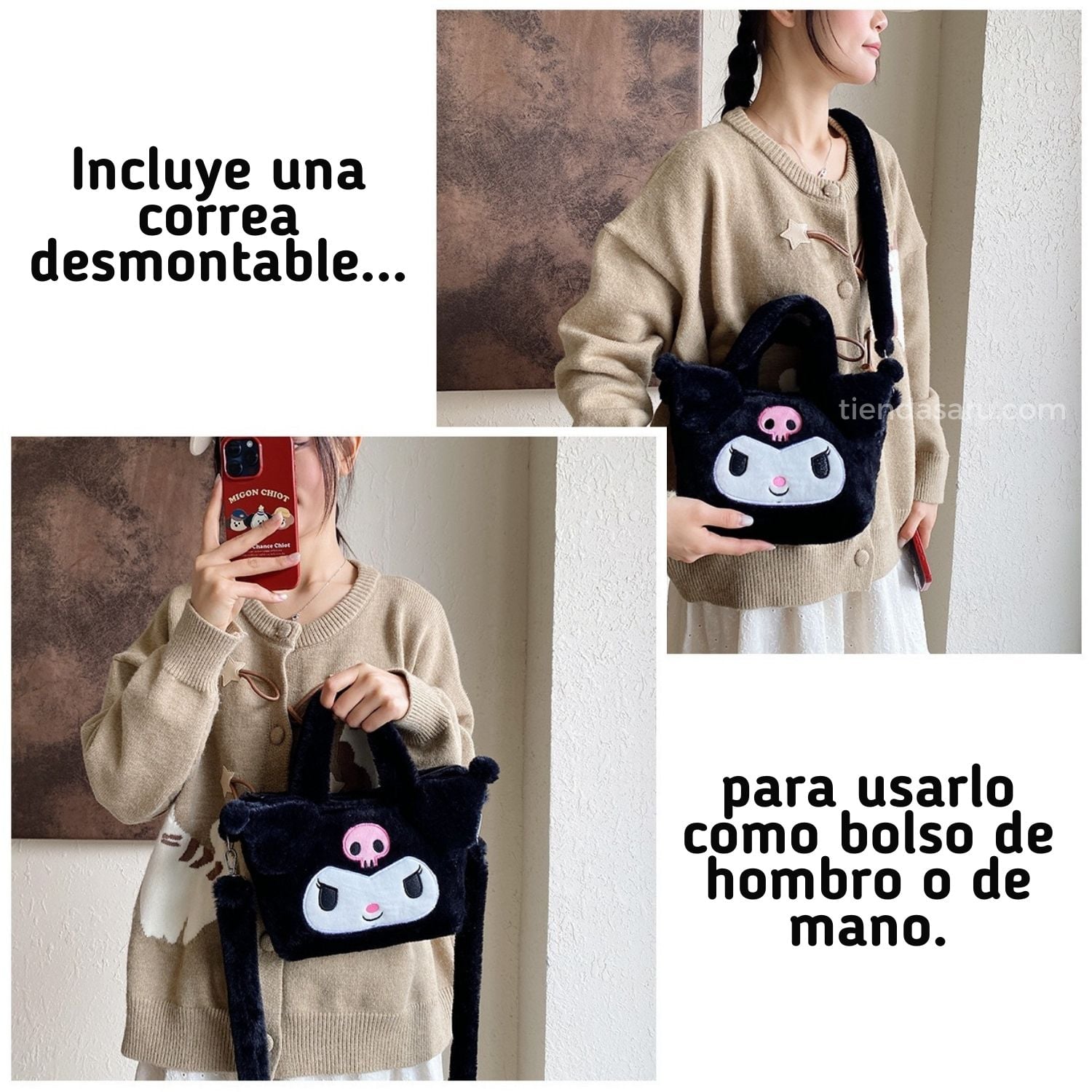 BOLSO DE FELPA SANRIO KUROMI - 3