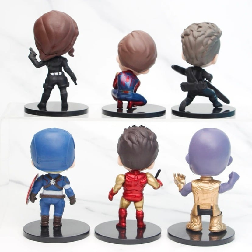 SET DE 6 FIGURAS COLECCIONABLES AVENGERS MARVEL CHIBI – PVC ALTA CALIDAD CON BASE – THANOS, IRON MAN, CAPITÁN AMÉRICA, SPIDER-MAN - 3