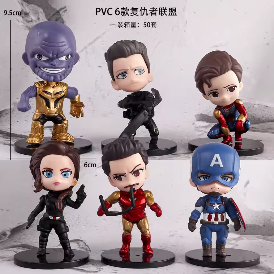 SET DE 6 FIGURAS COLECCIONABLES AVENGERS MARVEL CHIBI – PVC ALTA CALIDAD CON BASE – THANOS, IRON MAN, CAPITÁN AMÉRICA, SPIDER-MAN - 4