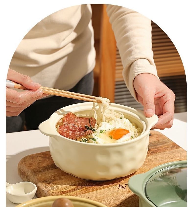 TAZÓN DE CERÁMICA CON TAPA ESTILO NÓRDICO 700 ML - VERDE - 5