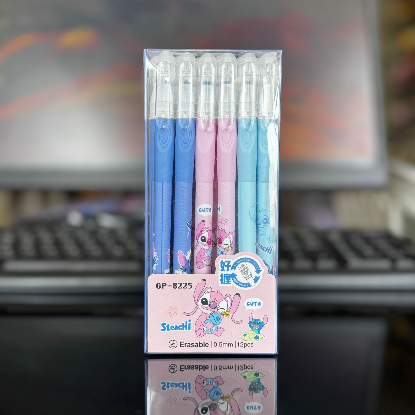 SET DE 12 LAPICEROS STITCH TINTA  GEL AZUL - 1
