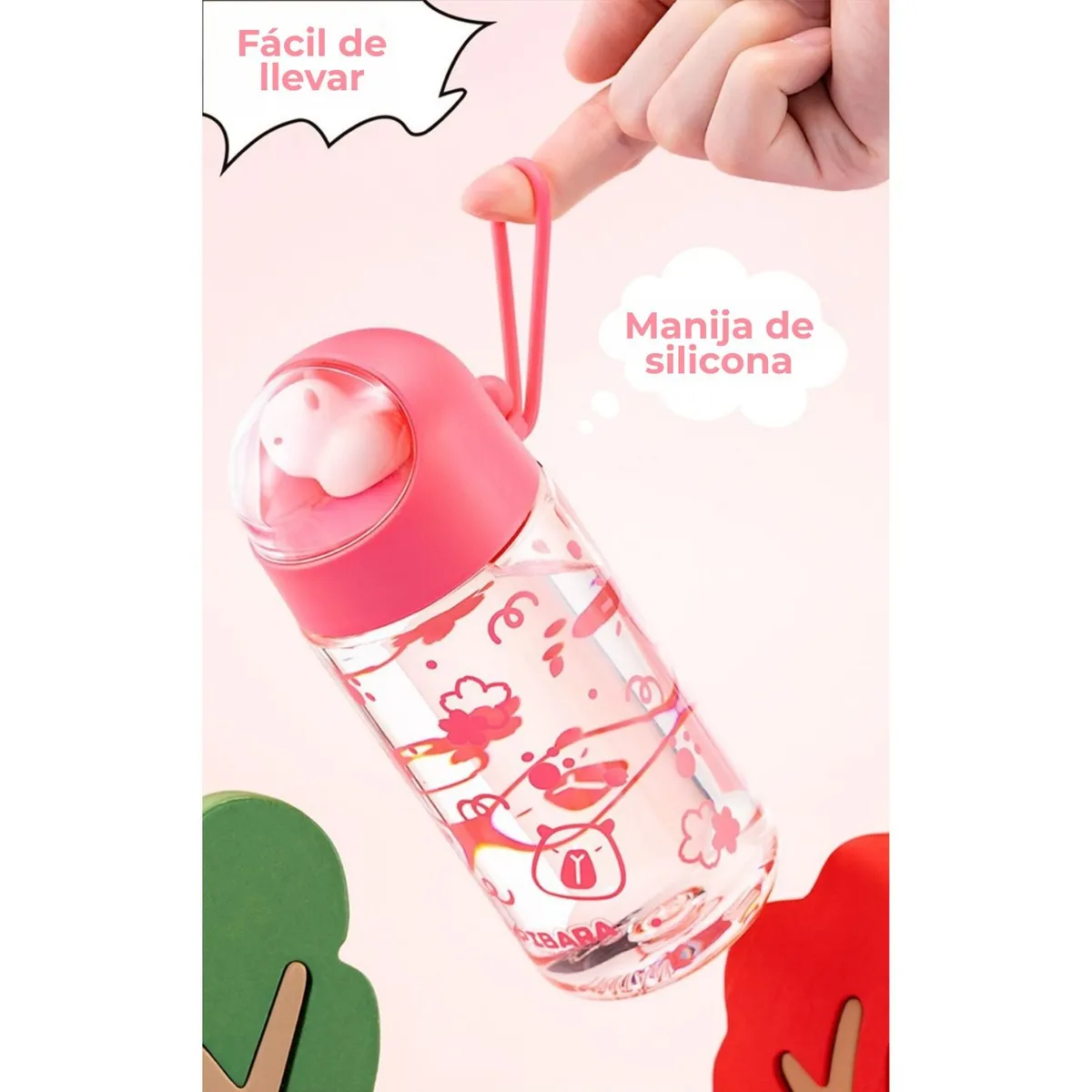 BOTELLA DE PLÁSTICO TRITÁN KAPIBARA ROSA 500 ML - 3