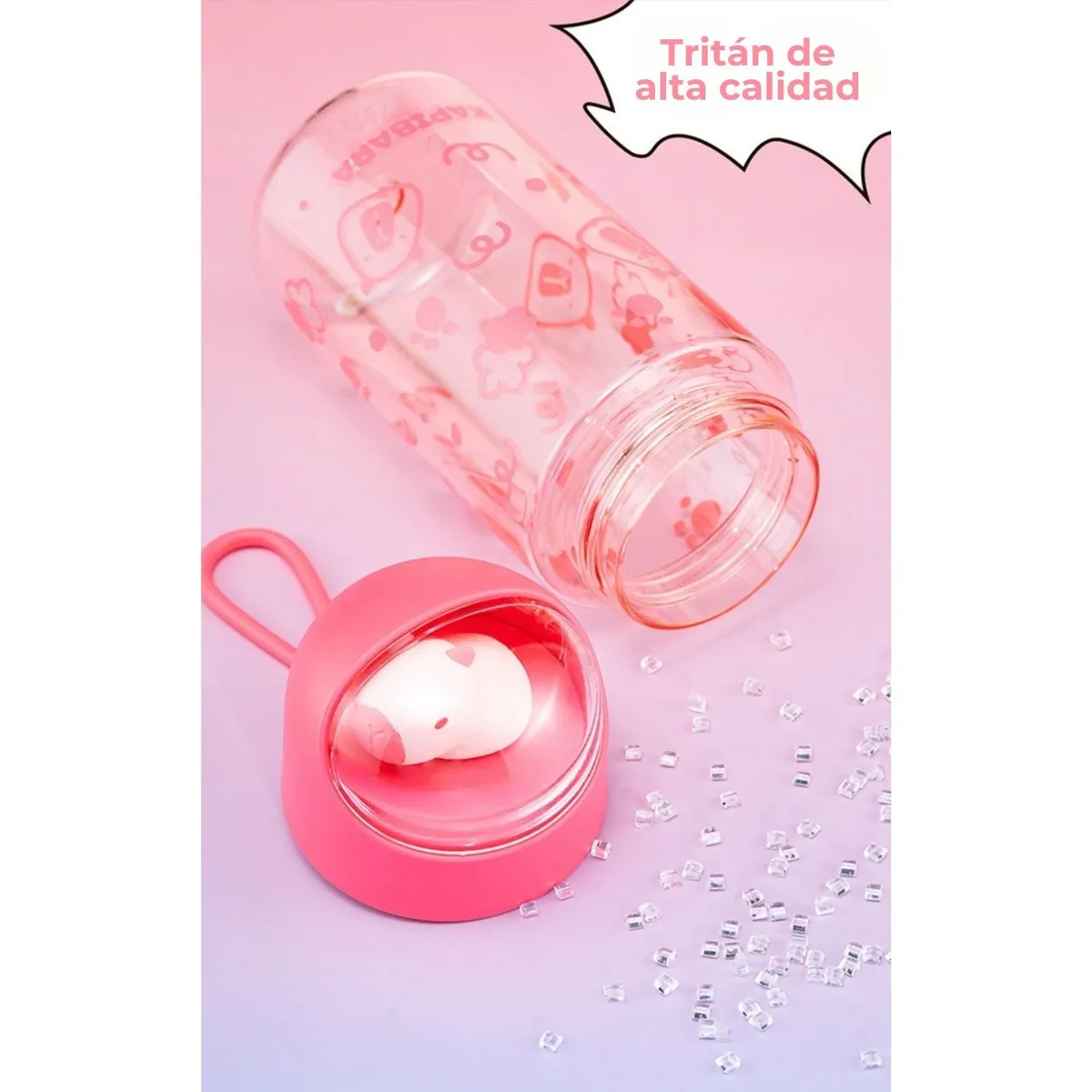 BOTELLA DE PLÁSTICO TRITÁN KAPIBARA ROSA 500 ML - 4