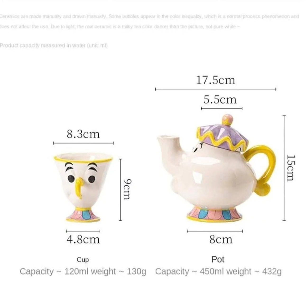 SET TETERA Y TAZAS SEÑORA POTTS Y CHIP LA BELLA Y LA BESTIA - 3
