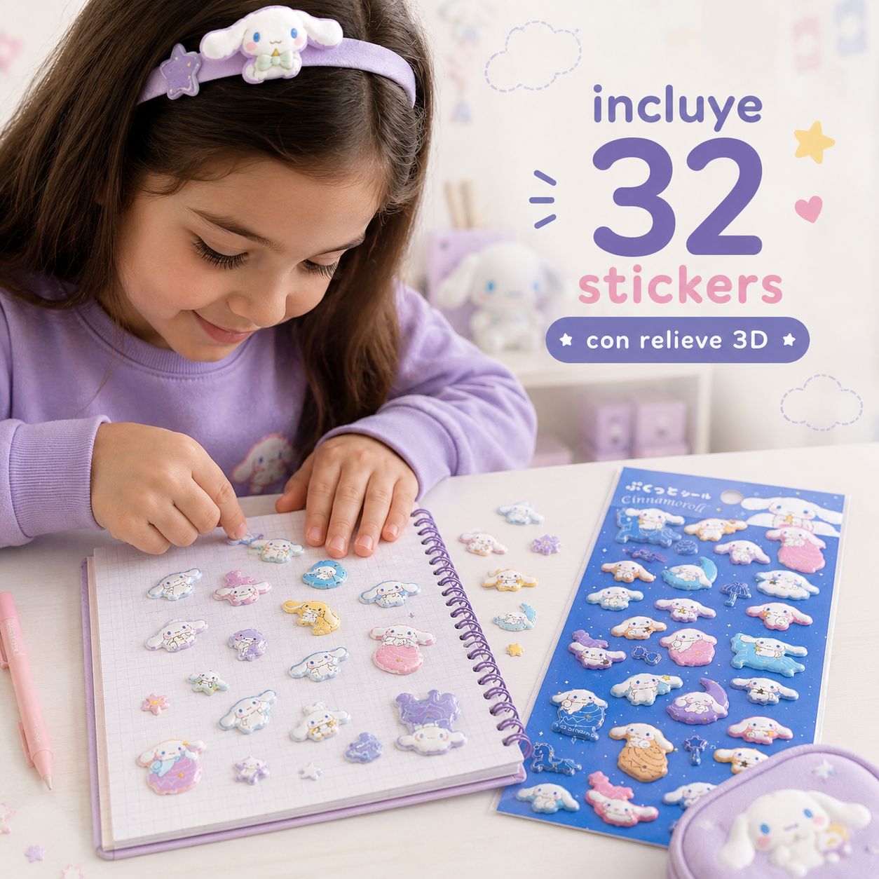 SET DE STICKERS 3D CINNAMOROLL SANRIO JAPÓN - 4
