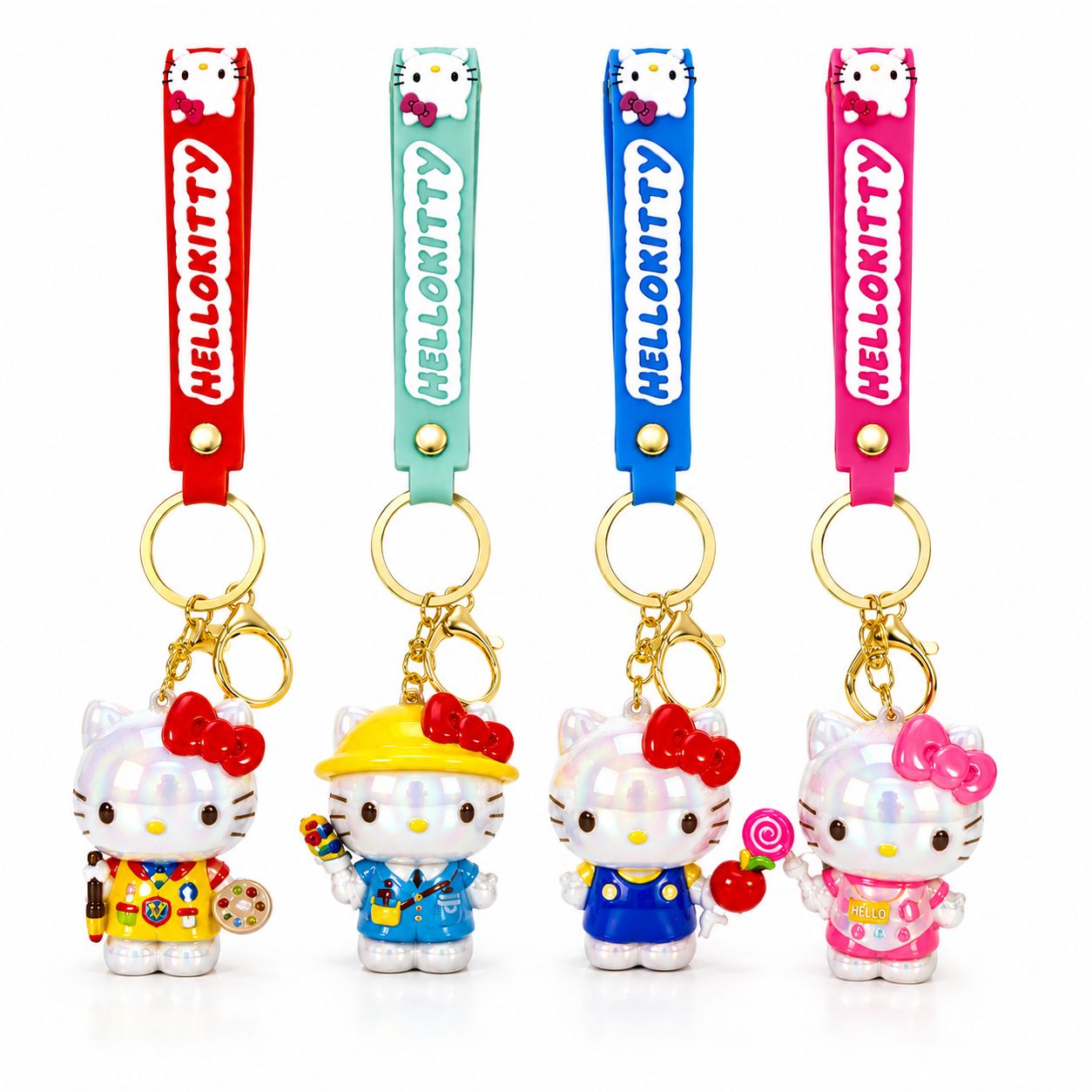 PACK DE 4 LLAVEROS HELLO KITTY TORNASOLADOS 5.5 CM - 1