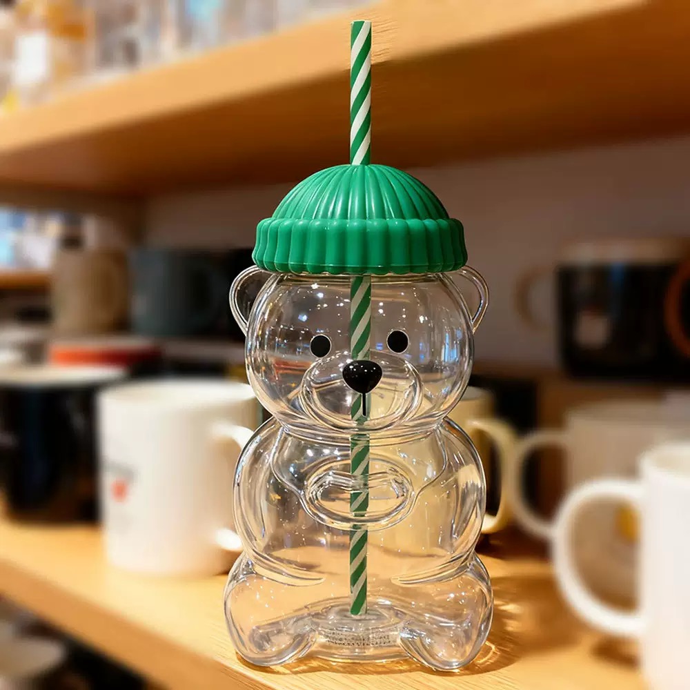TOMATODO OSITO KAWAII VIDRIO BOROSILICATO 600 ML CON SORBETE - 8