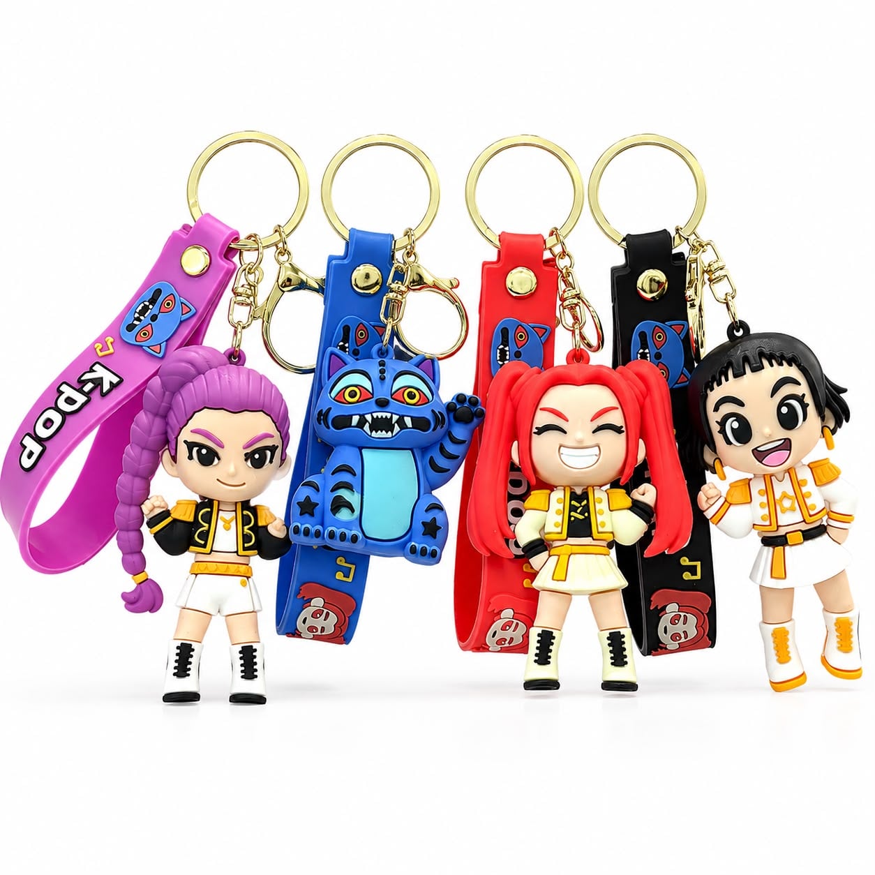 PACK DE 4 LLAVEROS GUERRERAS K-POP DEMON HUNTERS DE JEBE 7 CM - 1