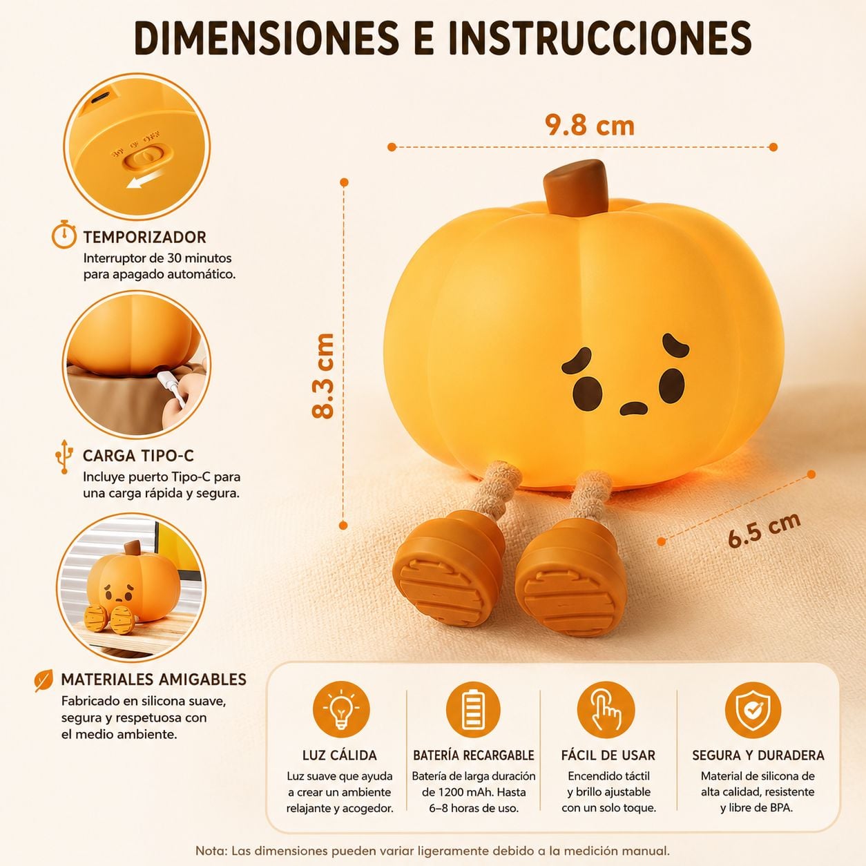 LÁMPARA INFANTIL CALABAZA INALÁMBRICA - 2