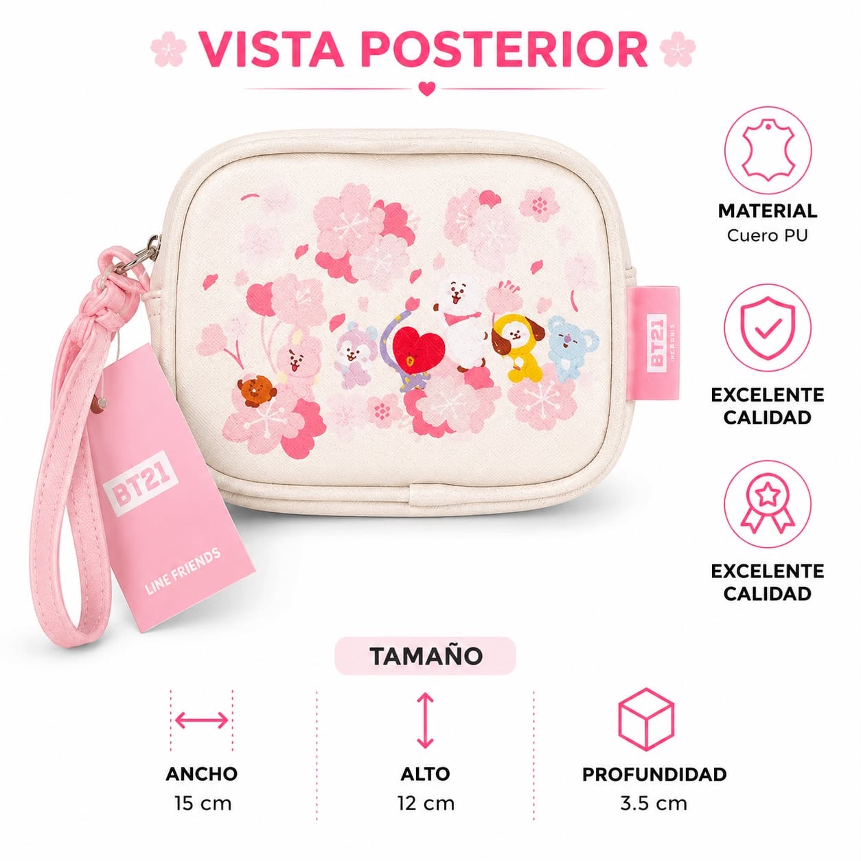 NECESER BT21 LINE FRIENDS CHERRY BLOSSOM COLLECTION 15 CM - 2