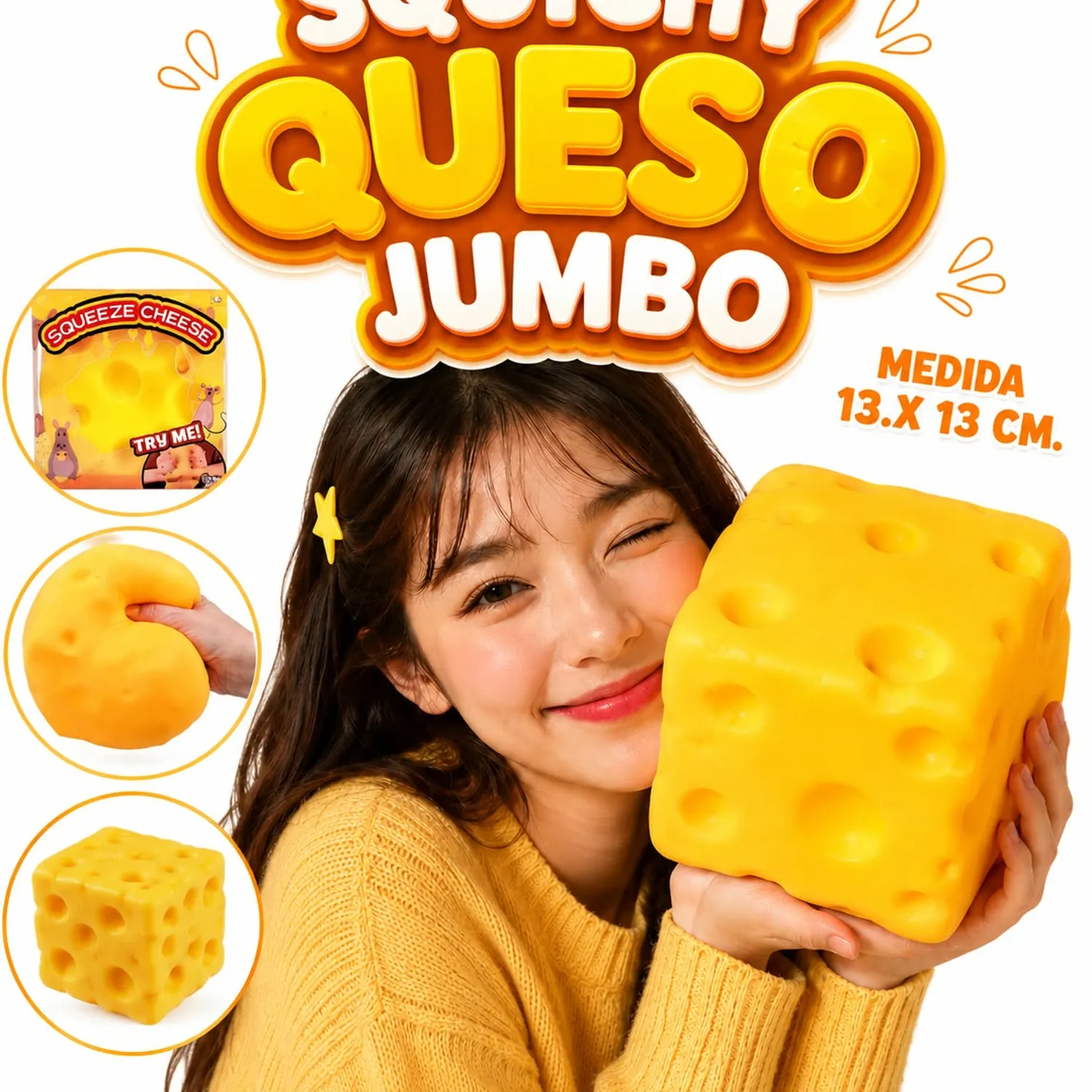 SQUISHY QUESO JUMBO JUGUETE SENSORIAL ANTIESTRÉS - 2