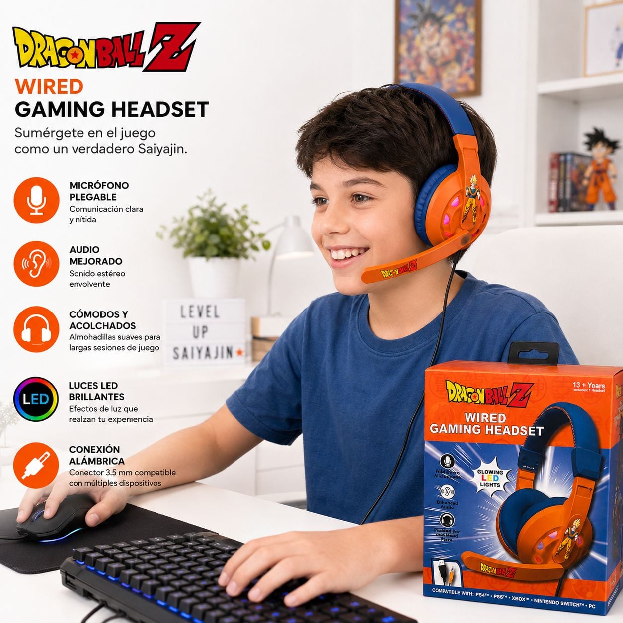 AUDÍFONOS GAMER RGB DRAGON BALL Z - 2