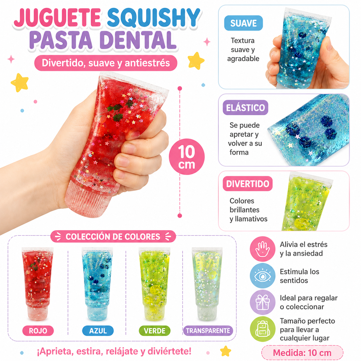 SQUISHY SENSORIAL PASTA DENTAL ANTIESTRÉS 10 CM - 2