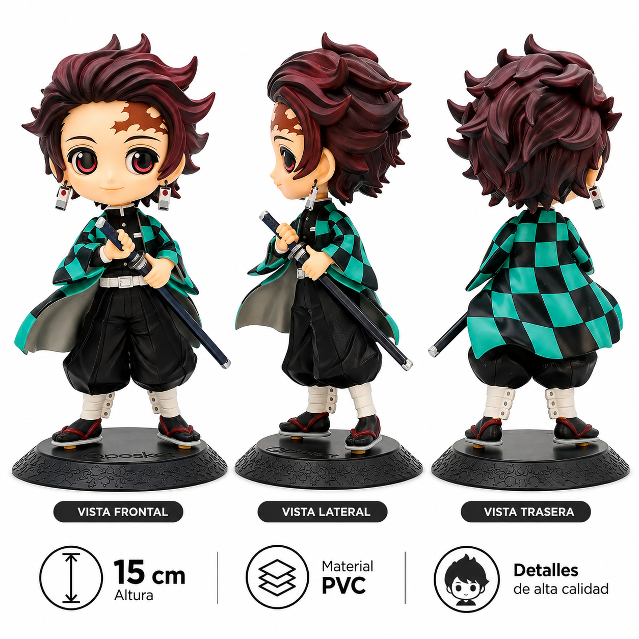FIGURA DE COLECCIÓN TANJIRO DEMON SLAYER Q POSKET 15 CM - 3