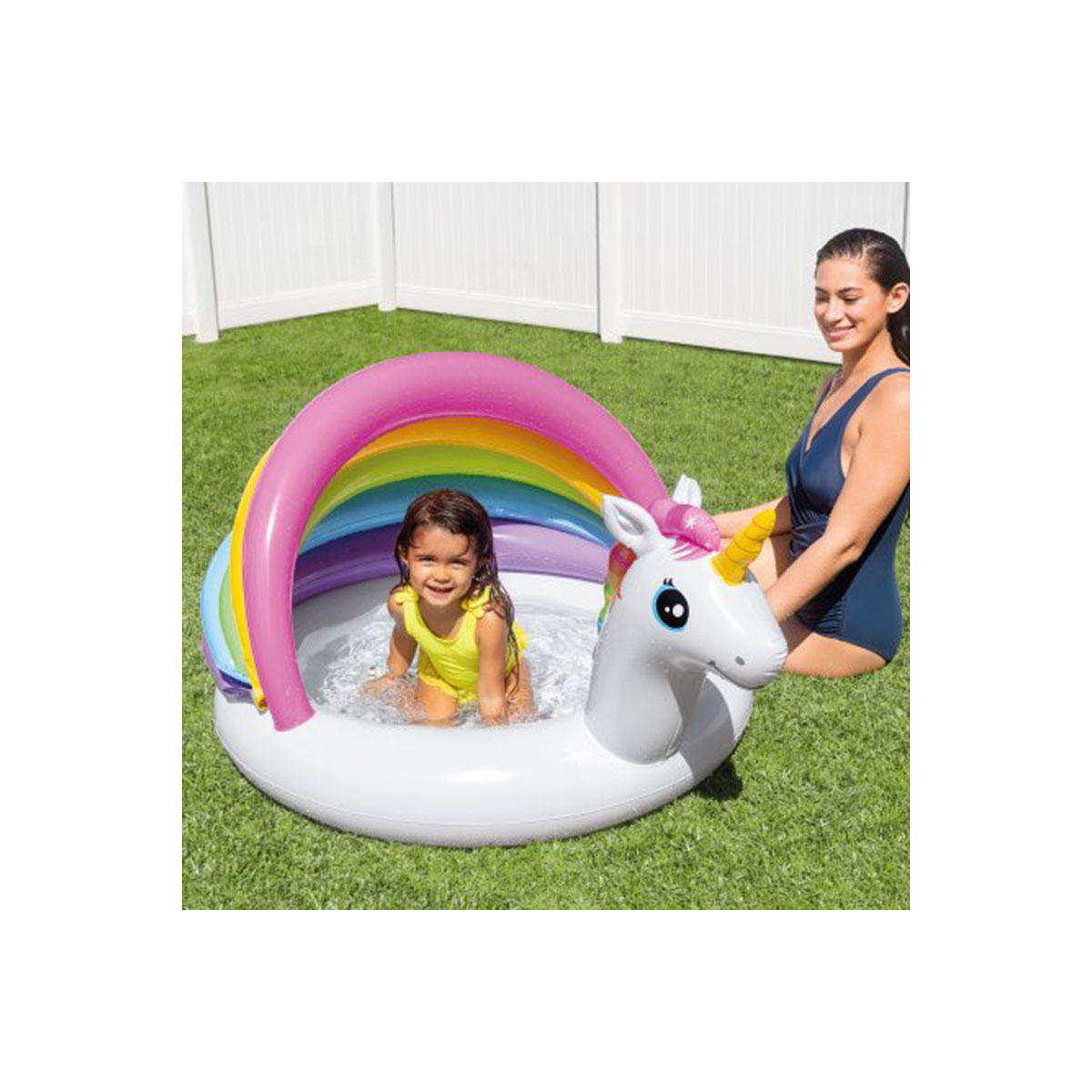PISCINA UNICORNIO BEBE CON BASE ACOLCHADA 127X102X69 CM - 2