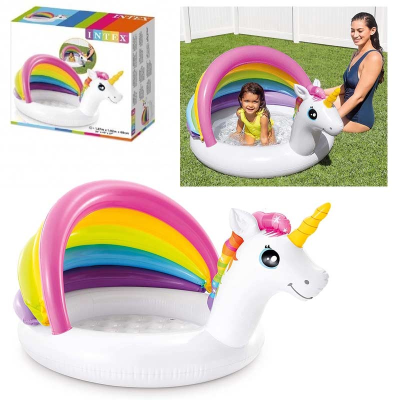 PISCINA UNICORNIO BEBE CON BASE ACOLCHADA 127X102X69 CM - 3