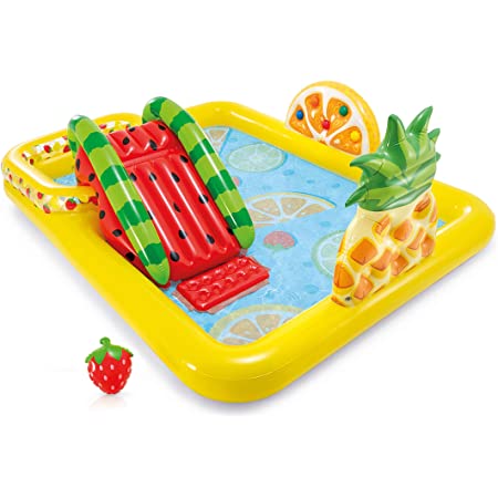 PISCINA INFLABLE CENTRO DE JUEGOS FRUTAS CON TOBOGÁN - 1