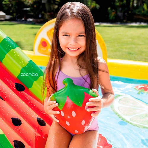 PISCINA INFLABLE CENTRO DE JUEGOS FRUTAS CON TOBOGÁN - 3